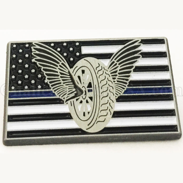 Challengecoinusa Thin Blue Line Motor Unit Flag Lapel Pin 2767