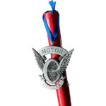 Motor Officer Ornament with a blue ribbon
