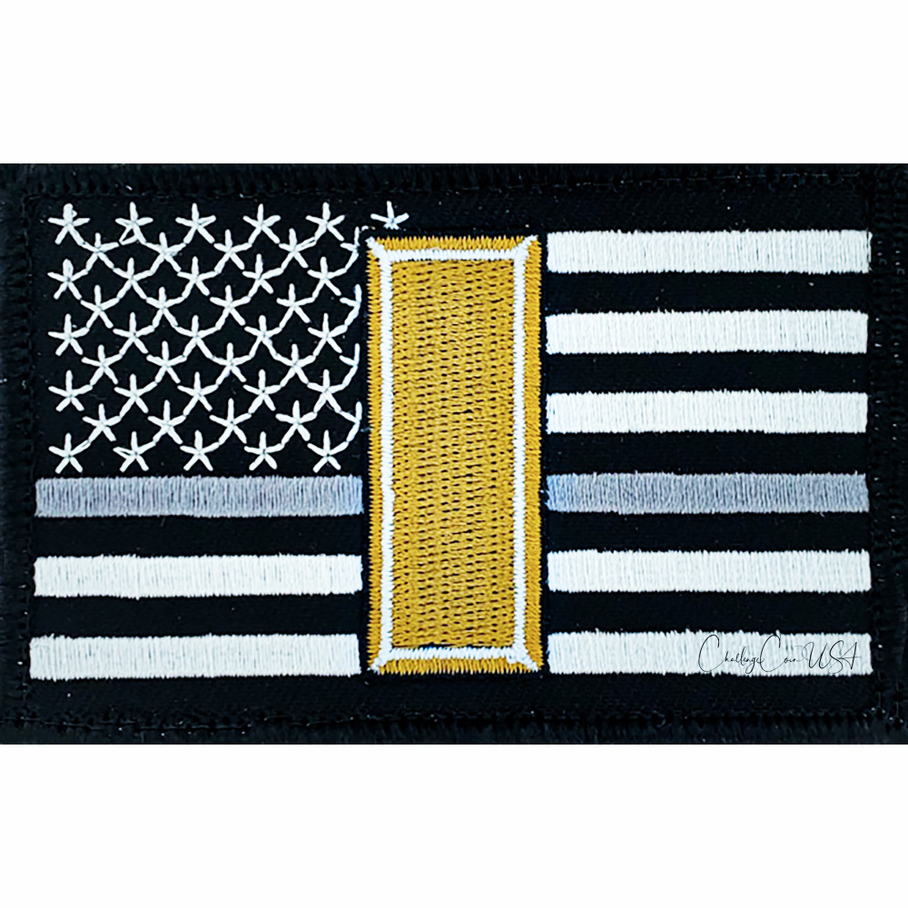 ChallengeCoinUSA Flag - Thin Gray Line Flag Patch. For your patch project  call 928.202.0992